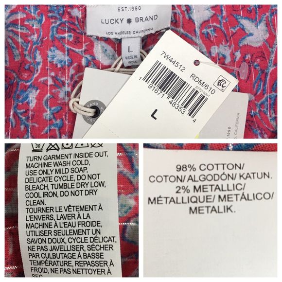 Lucky Brand Red Floral Cold Shoulder Blouse - Picture 8 of 8